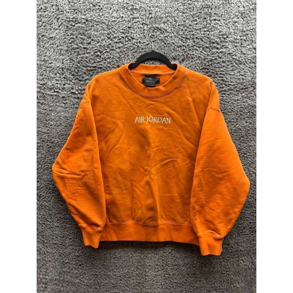 Air Jordan Embroidered Oversized Fit Pullover Sweatshirt Orange Womens Size XS